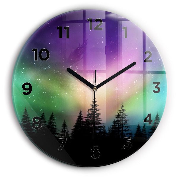 Orologio rotondo in vetro aurora boreale