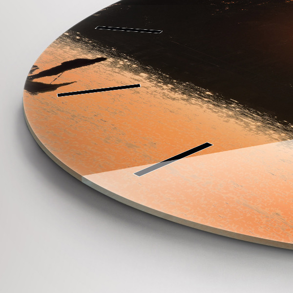 Orologio rotondo in vetro Tramonto e palme