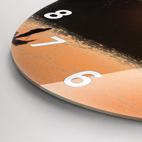 Orologio rotondo in vetro Tramonto e palme