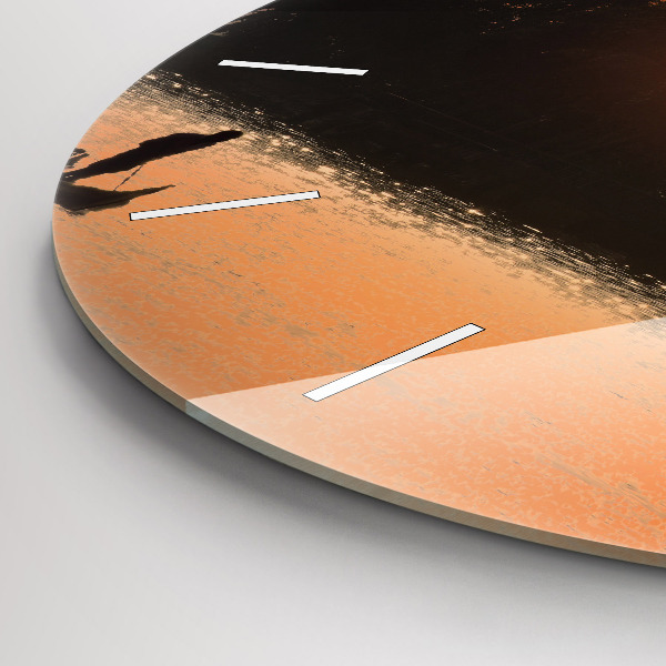 Orologio rotondo in vetro Tramonto e palme