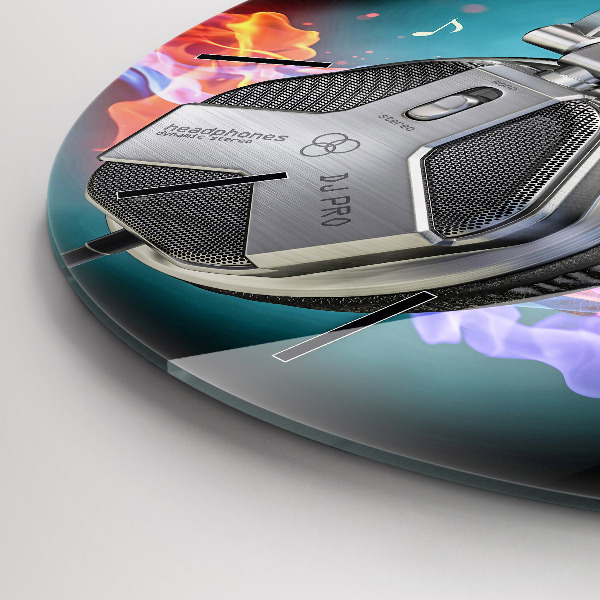 Orologio rotondo Cuffie e onde sonore