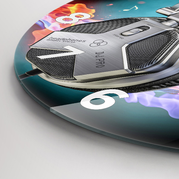 Orologio rotondo Cuffie e onde sonore