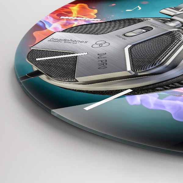 Orologio rotondo Cuffie e onde sonore