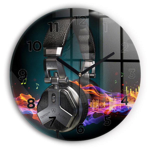 Orologio rotondo Cuffie e onde sonore