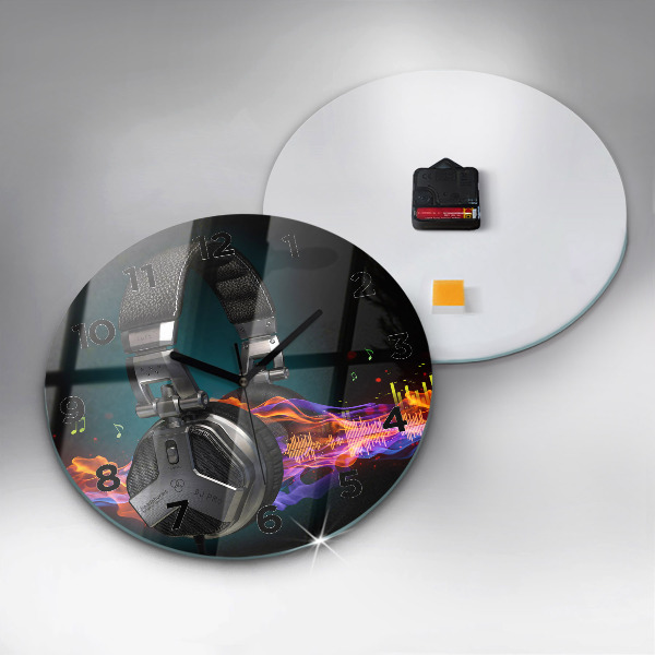Orologio rotondo Cuffie e onde sonore