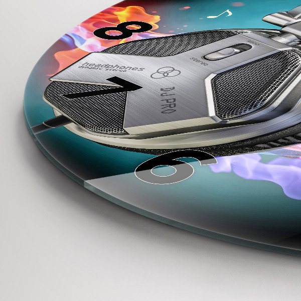 Orologio rotondo Cuffie e onde sonore