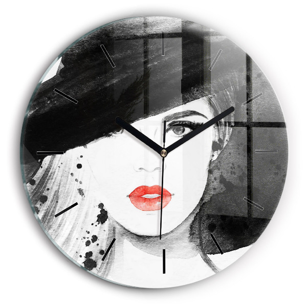 Orologio rotondo in vetro Donna con cappello