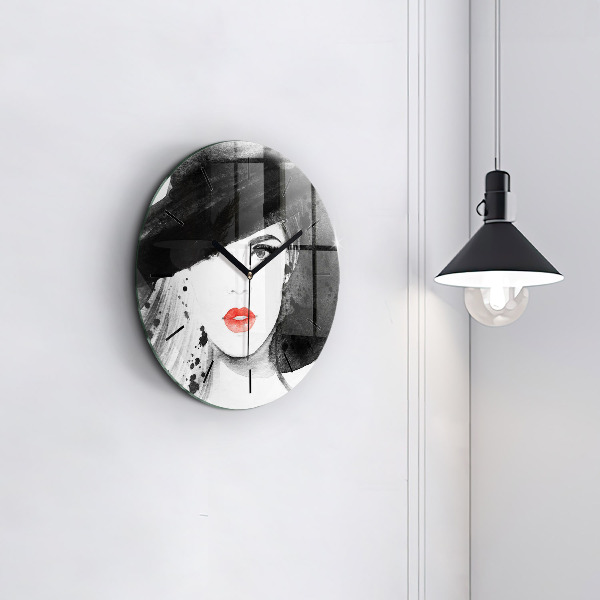 Orologio rotondo in vetro Donna con cappello