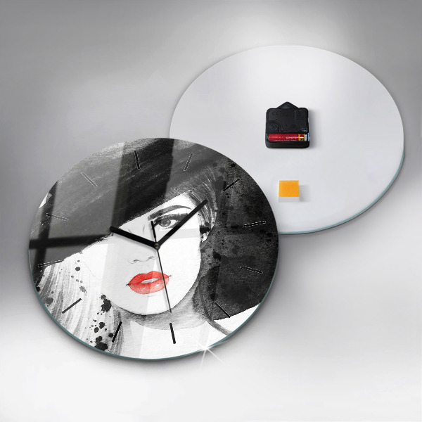 Orologio rotondo in vetro Donna con cappello