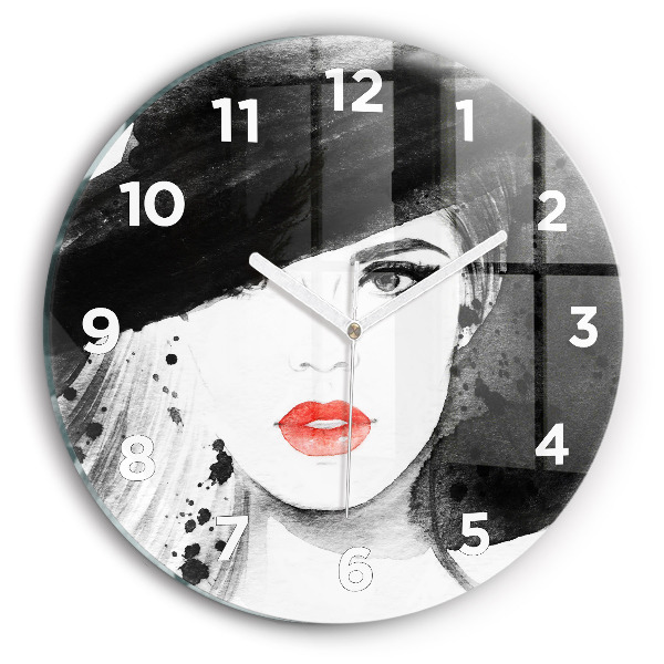 Orologio rotondo in vetro Donna con cappello