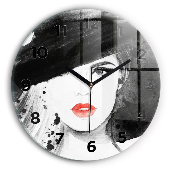 Orologio rotondo in vetro Donna con cappello