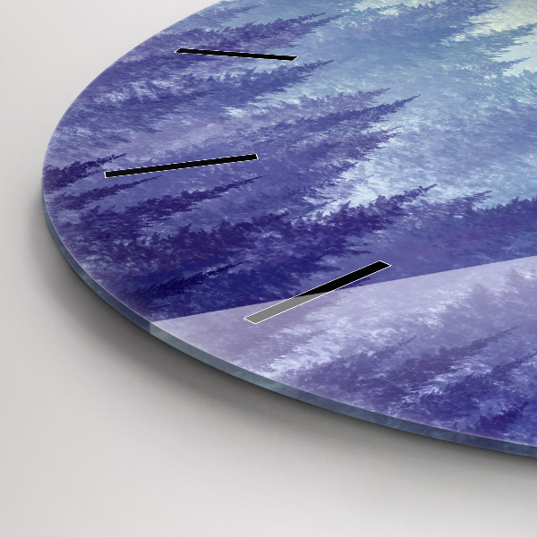 Orologio rotondo in vetro Foresta nella nebbia