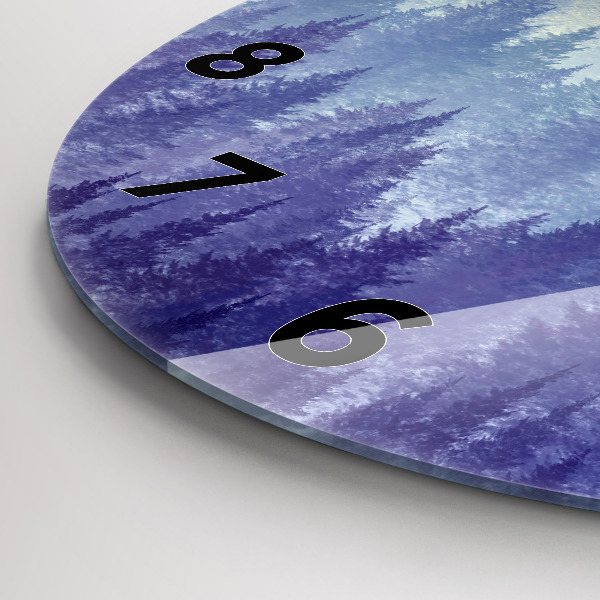 Orologio rotondo in vetro Foresta nella nebbia