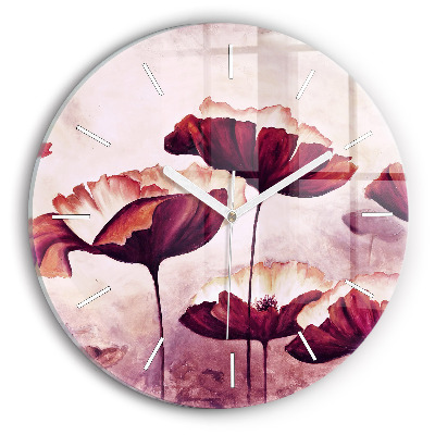 Orologio rotondo in vetro Papaveri in fiore