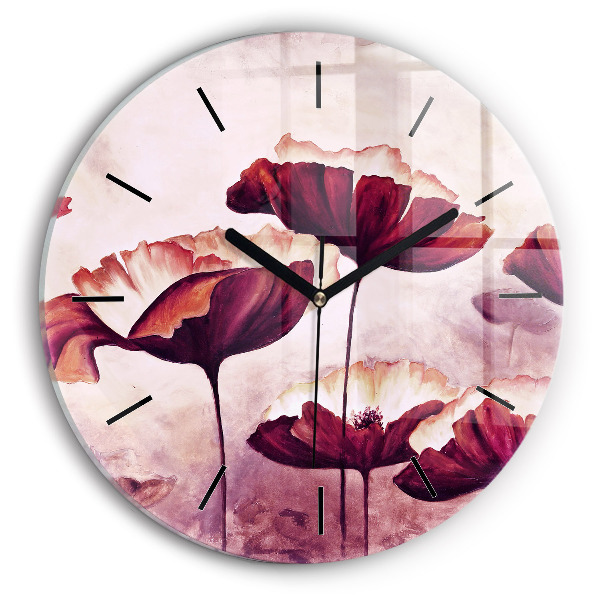 Orologio rotondo in vetro Papaveri in fiore