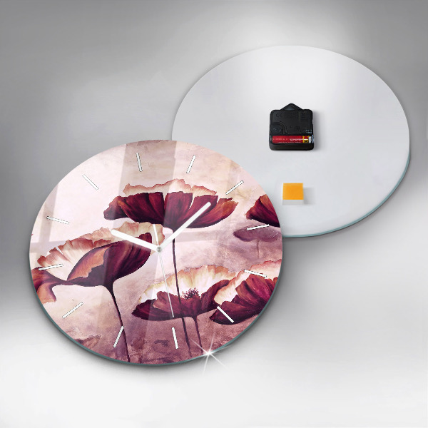 Orologio rotondo in vetro Papaveri in fiore