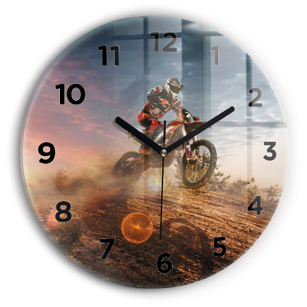Orologio rotondo in vetro Uomo in motocicletta