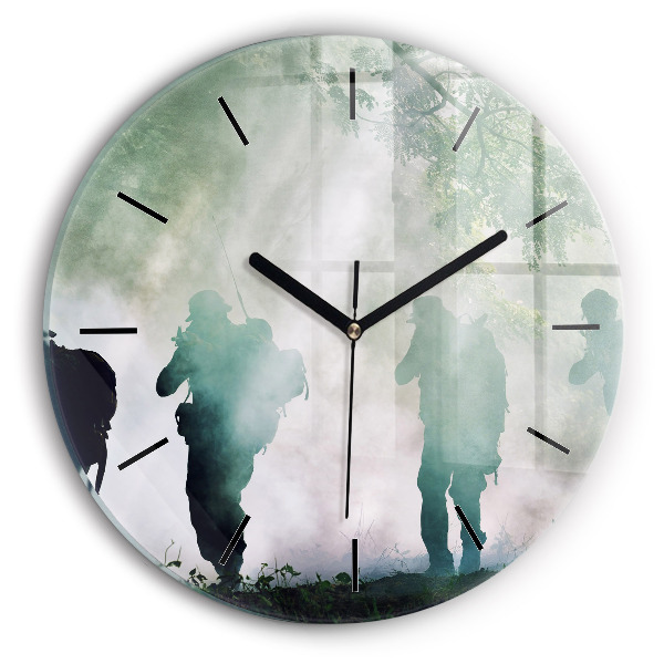 Orologio rotondo in vetro Soldati dell'esercito nella foresta