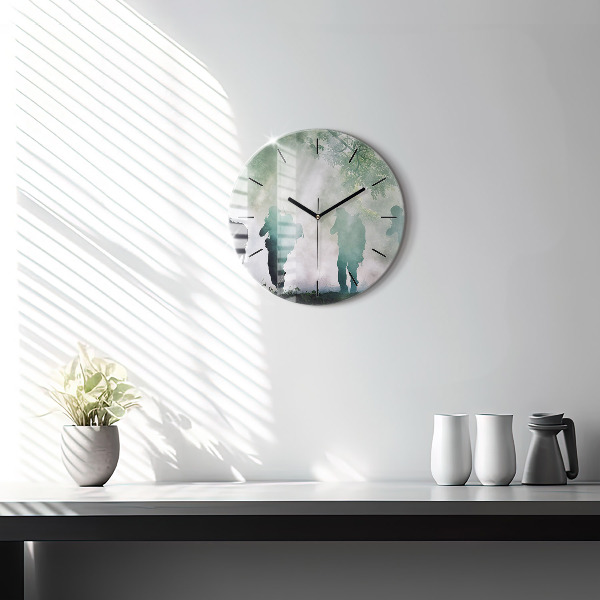 Orologio rotondo in vetro Soldati dell'esercito nella foresta