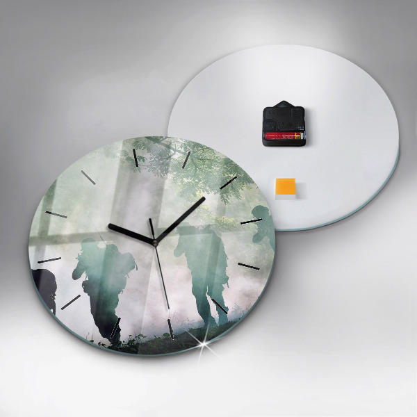 Orologio rotondo in vetro Soldati dell'esercito nella foresta