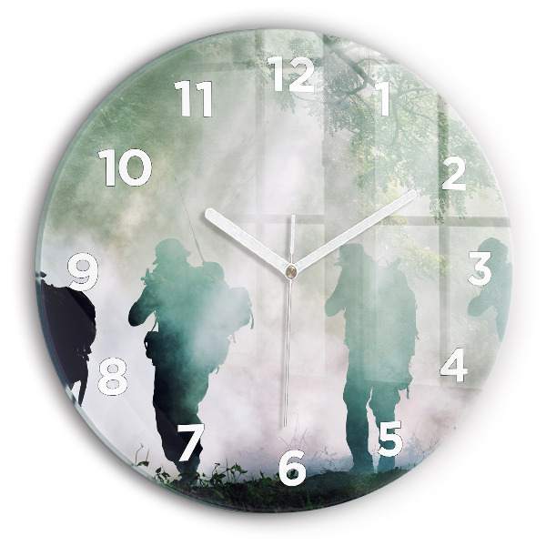Orologio rotondo in vetro Soldati dell'esercito nella foresta