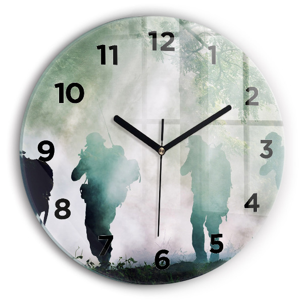 Orologio rotondo in vetro Soldati dell'esercito nella foresta