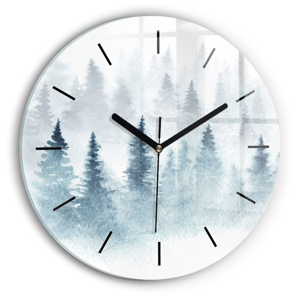 Orologio rotondo in vetro Foresta invernale