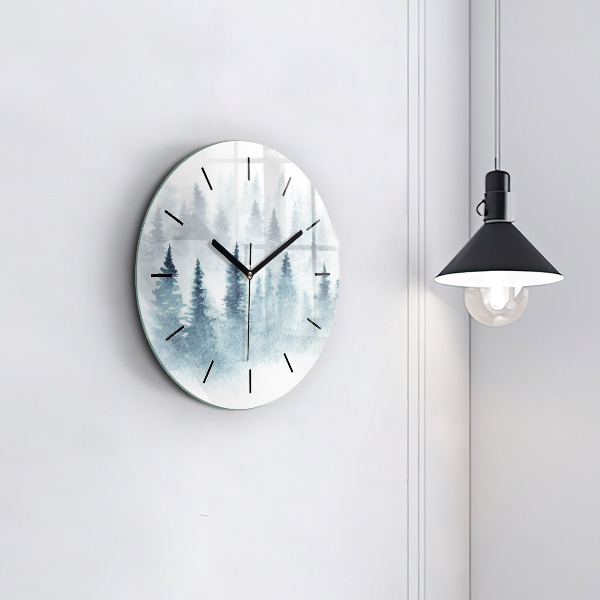 Orologio rotondo in vetro Foresta invernale