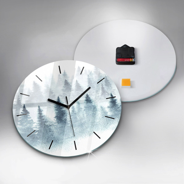 Orologio rotondo in vetro Foresta invernale