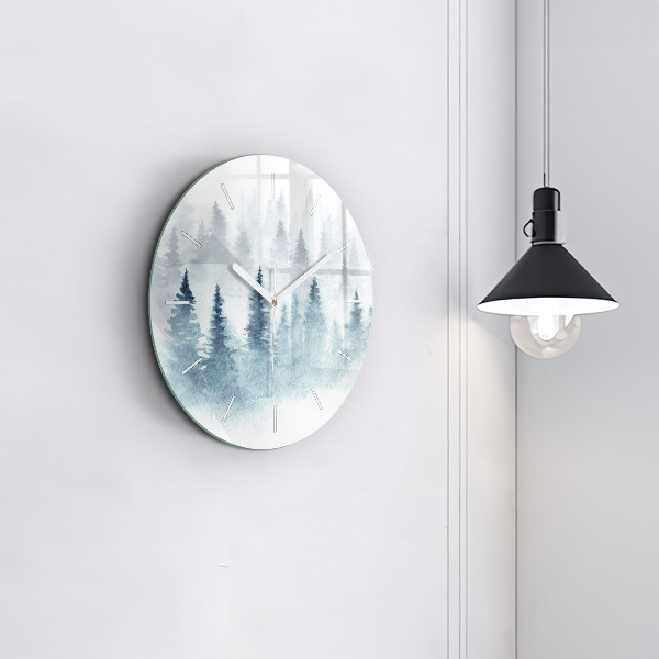 Orologio rotondo in vetro Foresta invernale