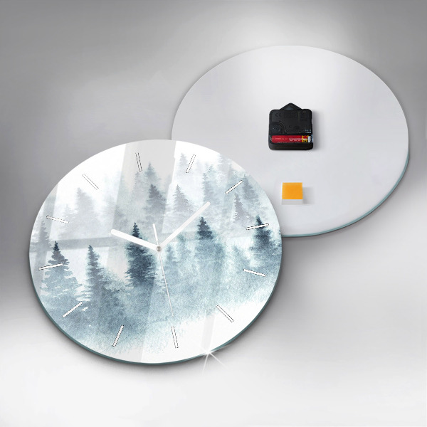 Orologio rotondo in vetro Foresta invernale