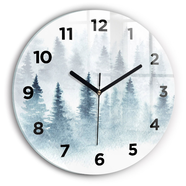 Orologio rotondo in vetro Foresta invernale