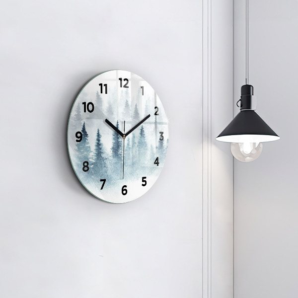 Orologio rotondo in vetro Foresta invernale