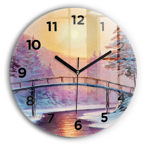 Orologio rotondo in vetro Albero di Natale e ponte