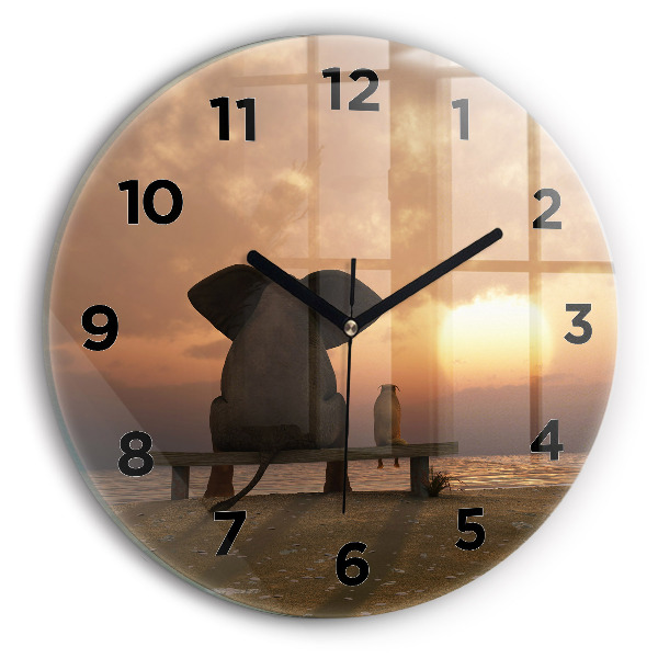 Orologio rotondo Animali e tramonto
