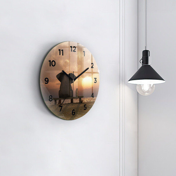 Orologio rotondo Animali e tramonto