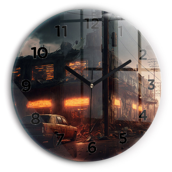 Orologio rotondo in vetro Edificio apocalittico