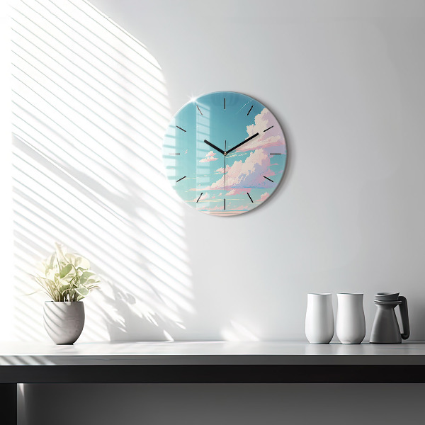 Orologio rotondo in vetro Colore pastello del cielo