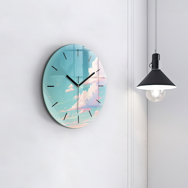 Orologio rotondo in vetro Colore pastello del cielo