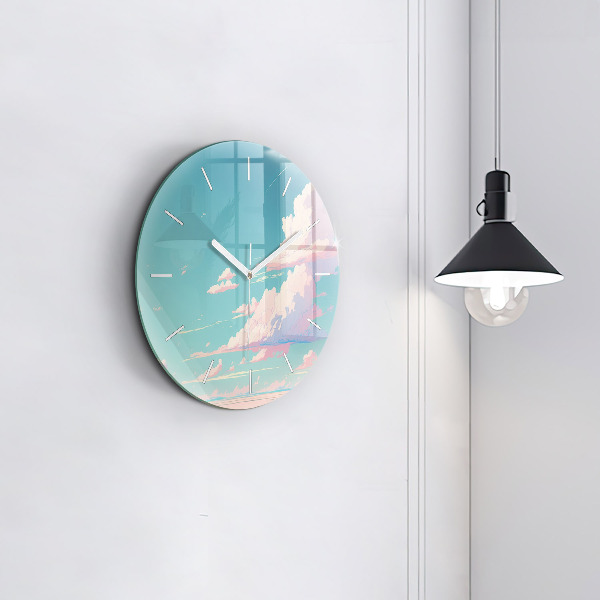 Orologio rotondo in vetro Colore pastello del cielo