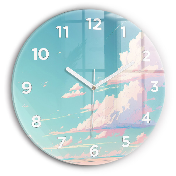 Orologio rotondo in vetro Colore pastello del cielo