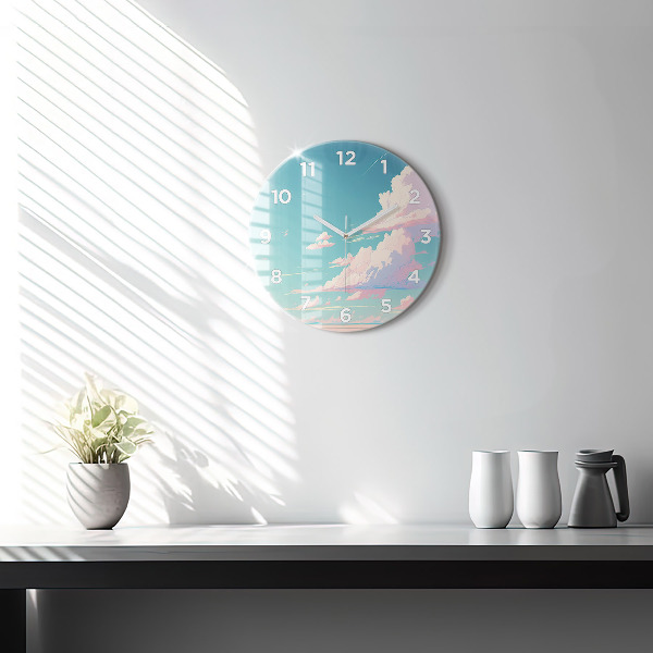 Orologio rotondo in vetro Colore pastello del cielo