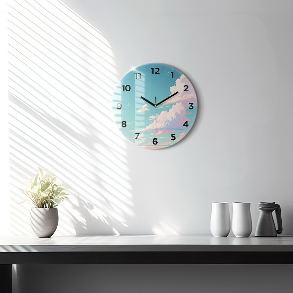 Orologio rotondo in vetro Colore pastello del cielo