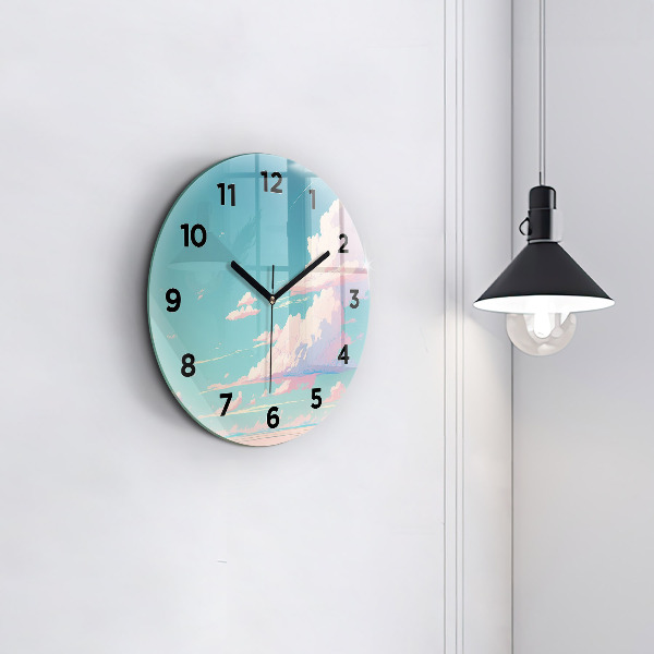 Orologio rotondo in vetro Colore pastello del cielo