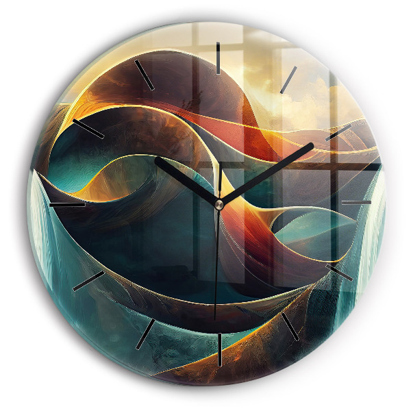 Orologio rotondo in vetro Cascata che scorre