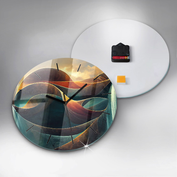 Orologio rotondo in vetro Cascata che scorre