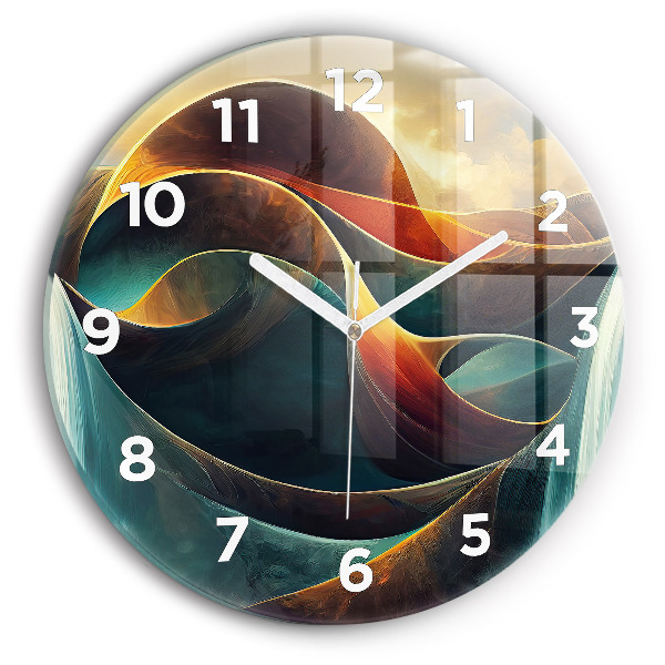 Orologio rotondo in vetro Cascata che scorre