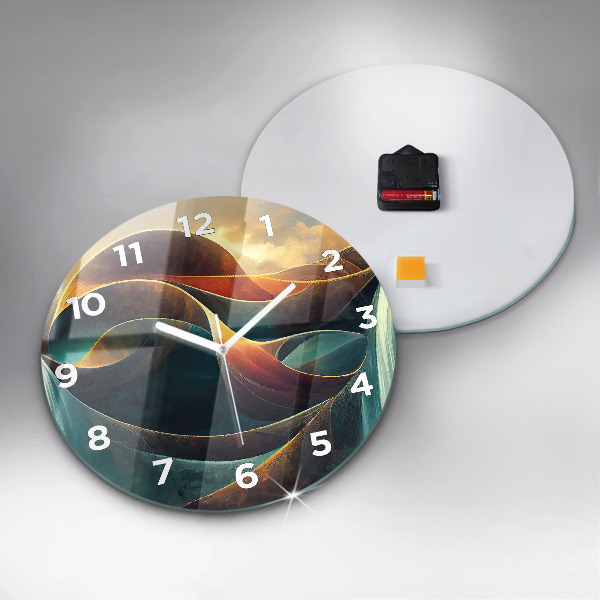 Orologio rotondo in vetro Cascata che scorre