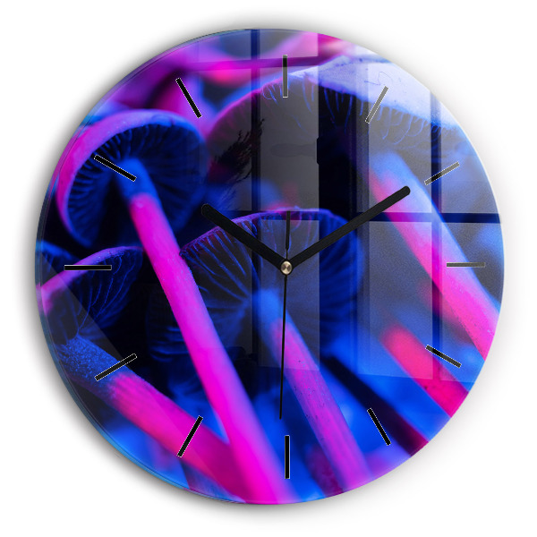Orologio rotondo in vetro Funghi magici colorati