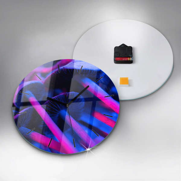 Orologio rotondo in vetro Funghi magici colorati